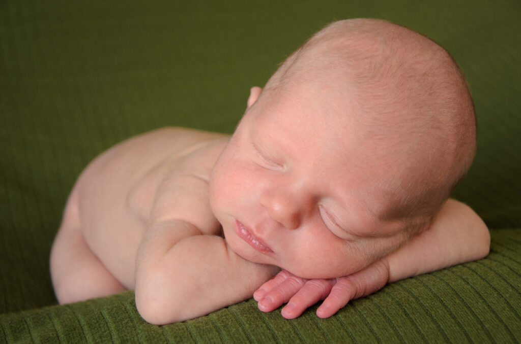 newborn during a relaxed studio portrait session, Twin Cities newborn photographer.